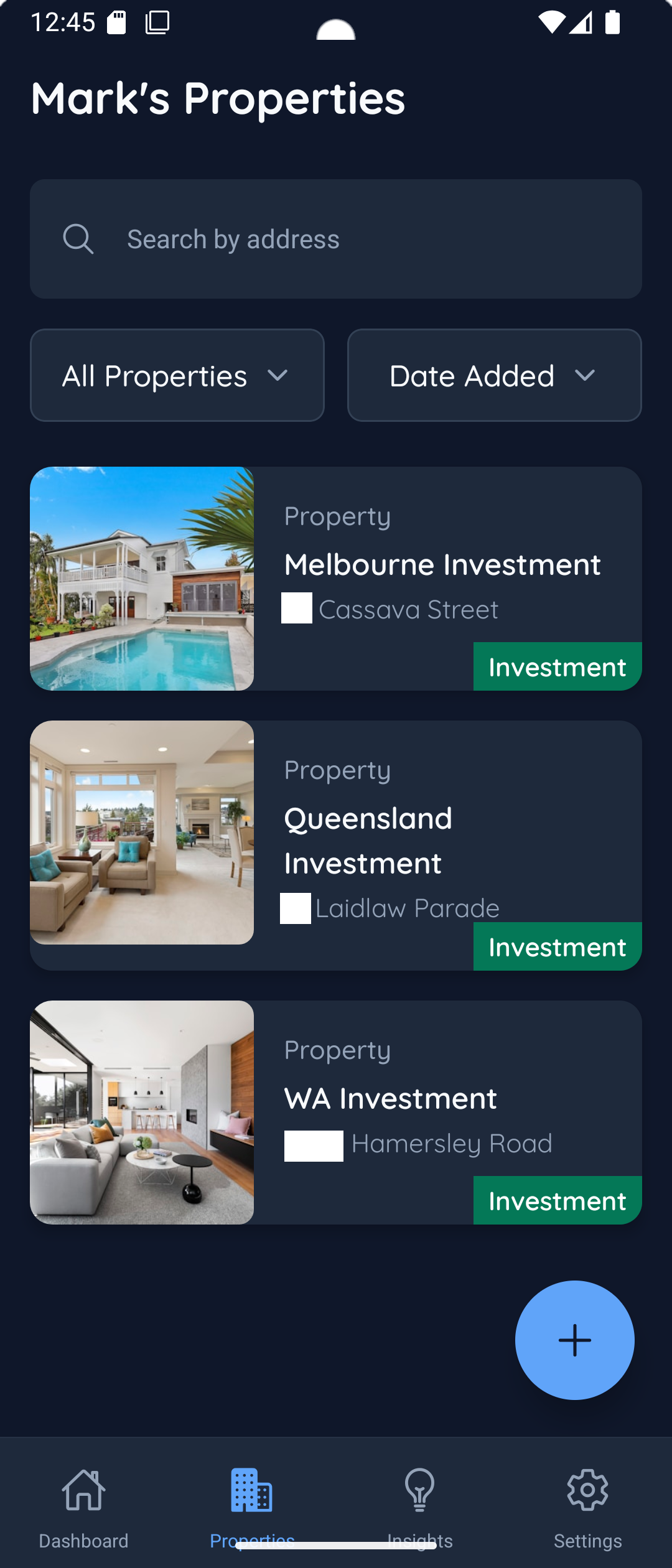 Properties Screen